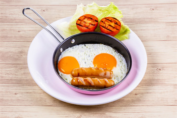 Fire egg with sausage