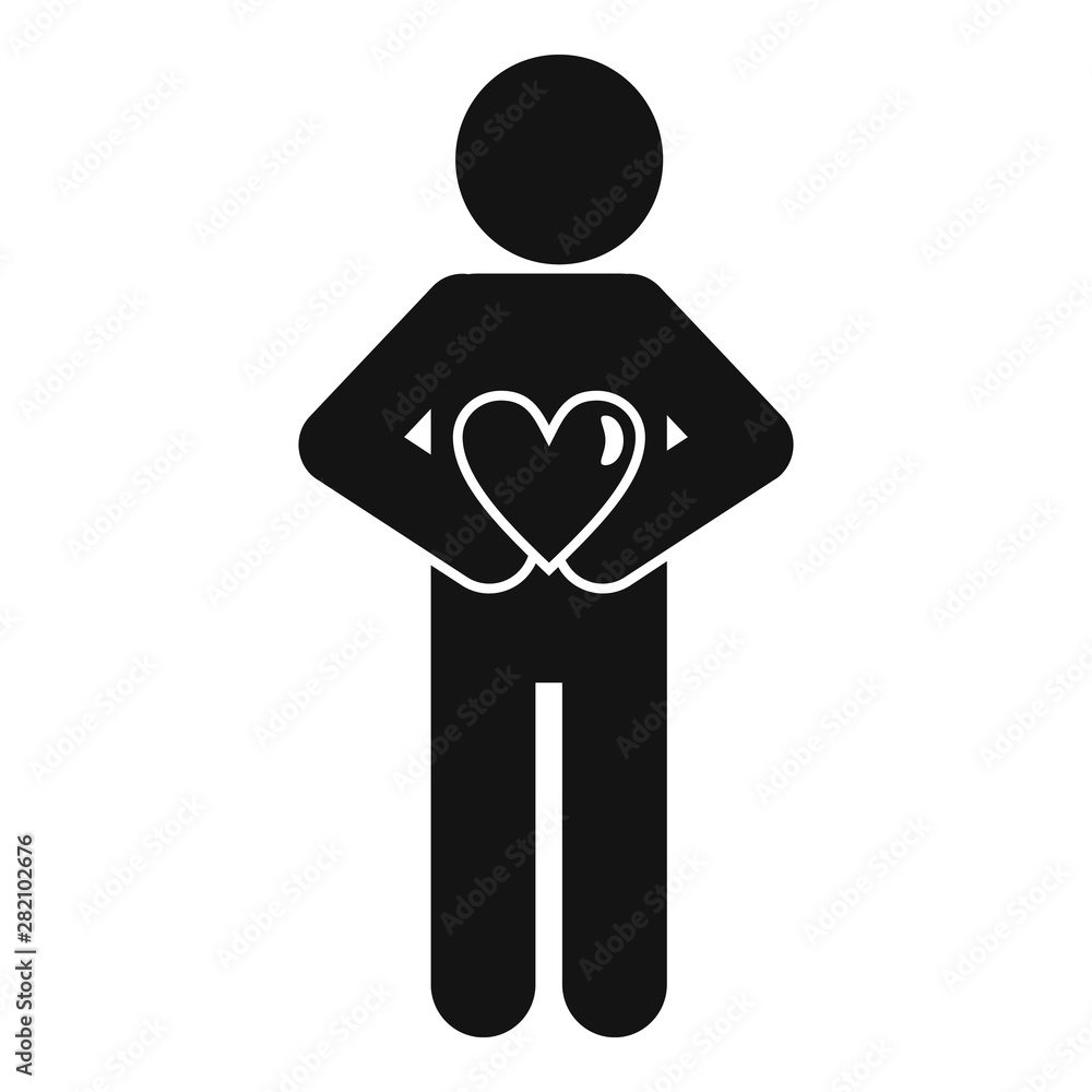 Poster man hide heart icon. simple illustration of man hide heart vector icon for web design isolated on wh