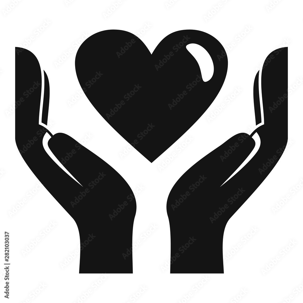 Poster heart in hands icon. simple illustration of heart in hands vector icon for web design isolated on wh