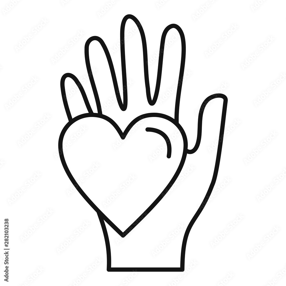 Poster hand keep heart icon. outline hand keep heart vector icon for web design isolated on white backgroun