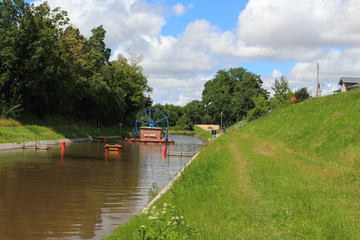 Fototapeta na wymiar Elblag Canal (Kanal Elblaski) in Poland. Ramp in Katy.