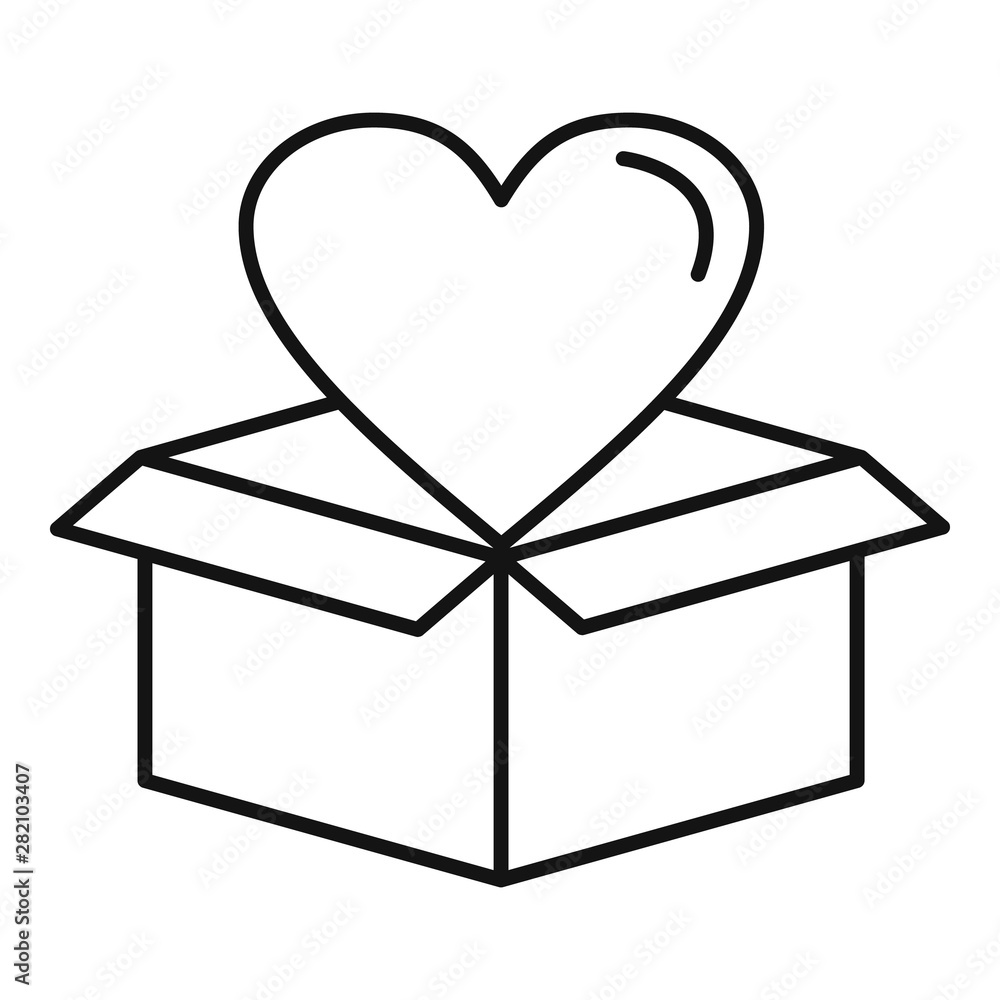 Poster heart box icon. outline heart box vector icon for web design isolated on white background