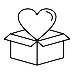 Heart box icon. Outline heart box vector icon for web design isolated on white background