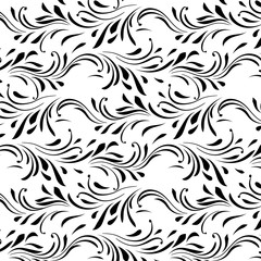 Floral swirls pattern style. Seamless vector illustration background.