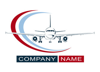 Plane Logo Design. Creative vector icon with plane and ellipse shape. Vector illustration