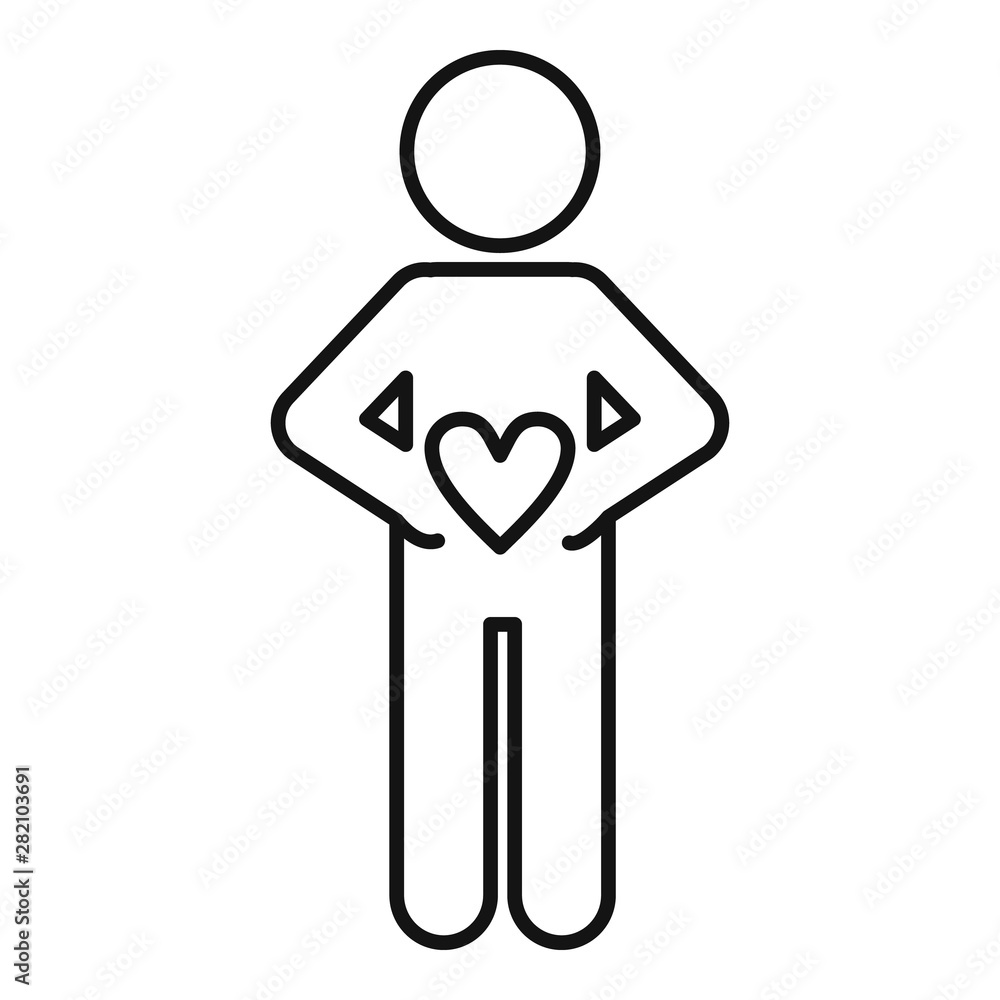 Poster man hide heart icon. outline man hide heart vector icon for web design isolated on white background