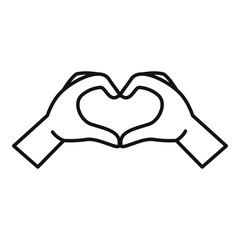 Hands heart sign icon. Outline hands heart sign vector icon for web design isolated on white background