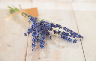 dry lavender on a white wooden background