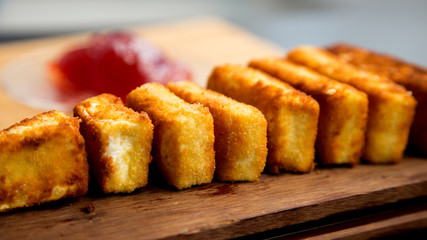 Fried brie with berry jam