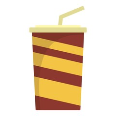 Fototapeta na wymiar Paper cola cup icon. Flat illustration of paper cola cup vector icon for web design