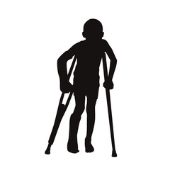 Injured Kid Walk On Crutches