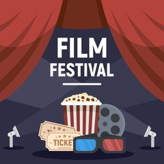 Modern film festival concept banner. Flat illustration of modern film festival vector concept banner for web design