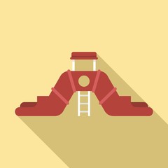 Double aquapark slide icon. Flat illustration of double aquapark slide vector icon for web design