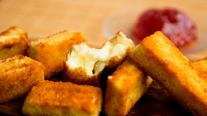 Fried brie with berry jam