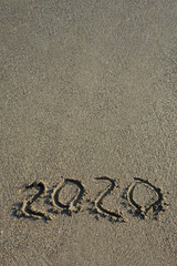 New year 2020 on sandy beach