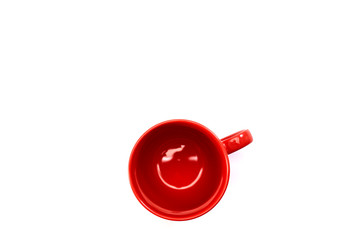 Empty Red cup for coffee and tea on white