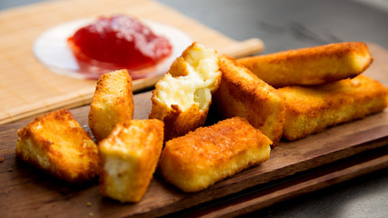 Fried brie with berry jam