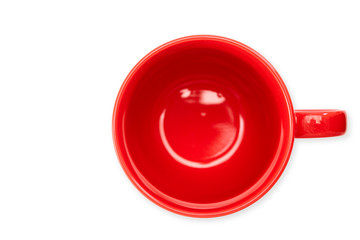 Empty Red cup for coffee and tea on white