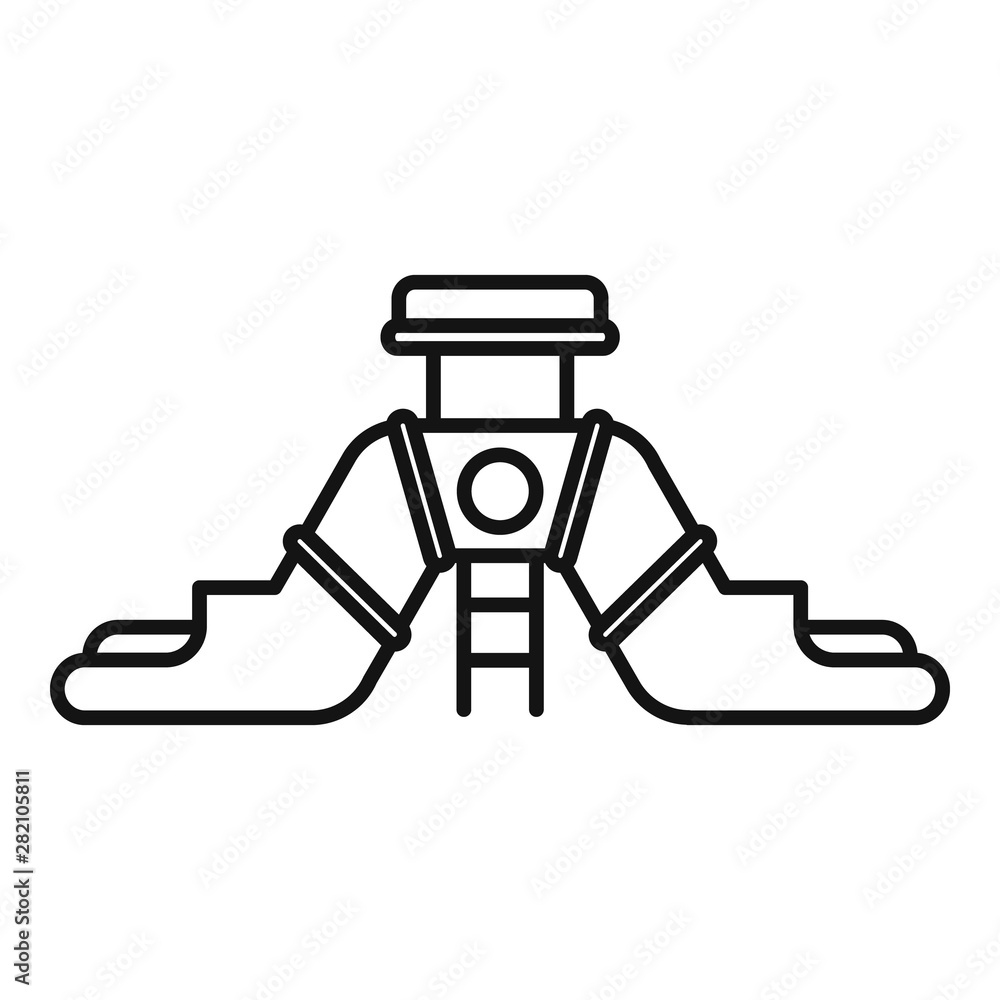 Poster double aquapark slide icon. outline double aquapark slide vector icon for web design isolated on whi
