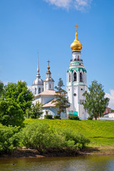 Fototapeta na wymiar View of Bell tower of Saint Sophia Cathedral in Vologda, Russia