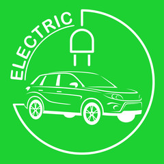 Electric Car Logo. Eco Vehicles Symbol. Ecological Transport Icon. Vector illustration