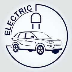 Electric Car Logo. Eco Vehicles Symbol. Ecological Transport Icon. Vector illustration
