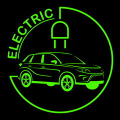 Electric Car Logo. Eco Vehicles Symbol. Ecological Transport Icon. Vector illustration