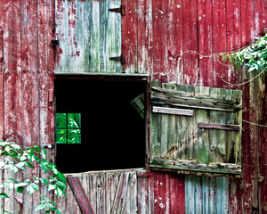 Red Barn Unhinged with Open Door and Rustic Appearance