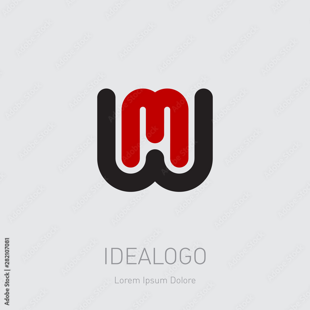 Poster w and m initial logo. wm initial monogram logotype. mw - design element or icon.