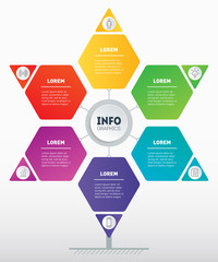 Business presentation or infographics concept with 6 options. Web Template of development tree, info chart or diagram. Info graphic of technology or education process with six steps.