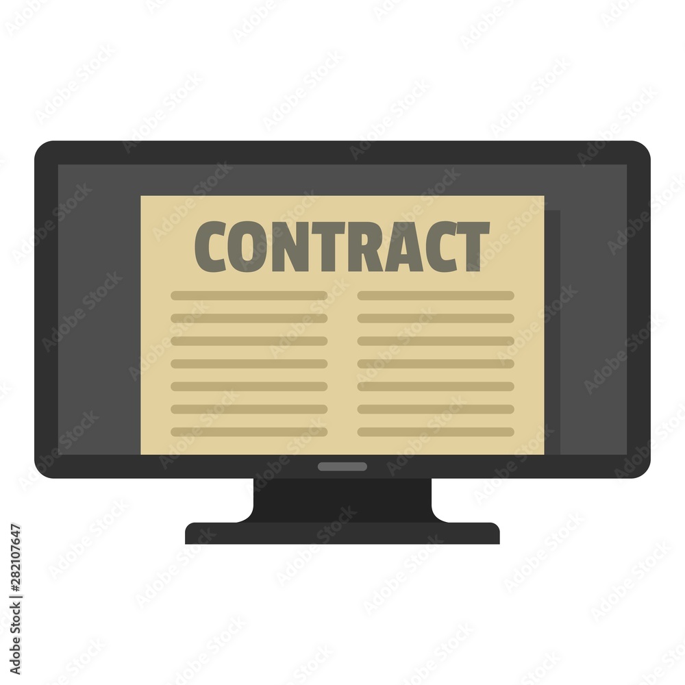 Aufkleber digital contract monitor icon. flat illustration of digital contract monitor vector icon for web des