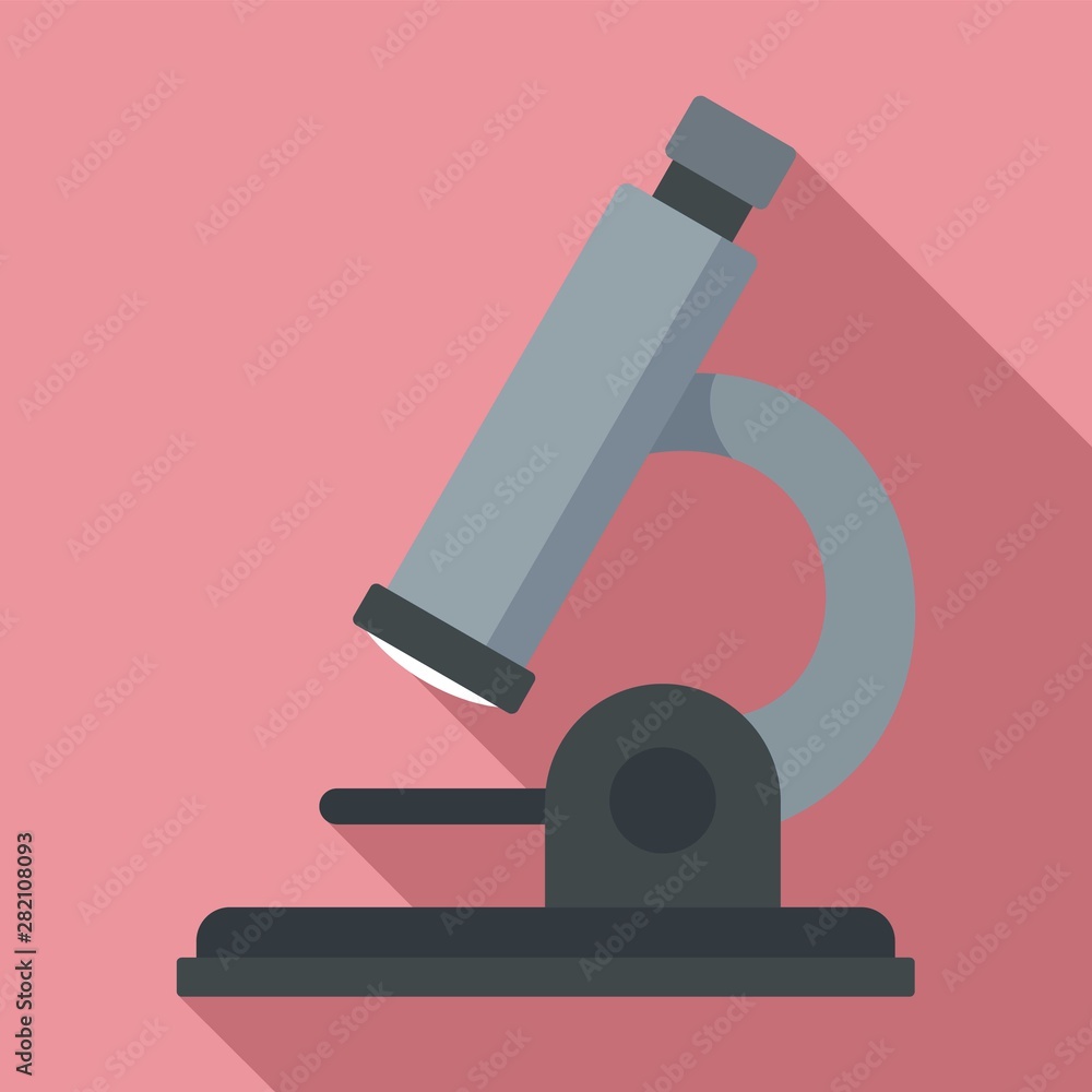Poster microscope icon. flat illustration of microscope vector icon for web design