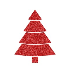Shining red and snow. Merry Christmas card illustration on white background. Sparkling element with glitter texture