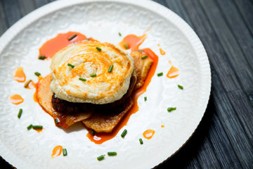 Goat cheese with sobrasada. Tapas spain.