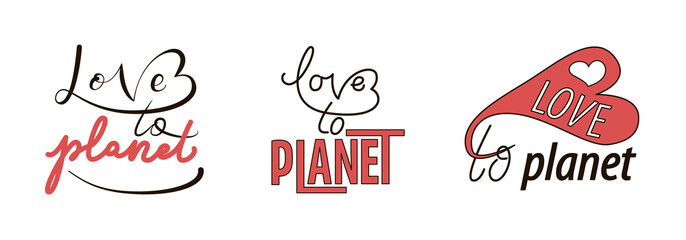 Love Planet logo vector template. Heart icon symbol in sphere form.