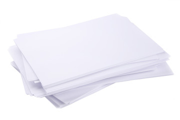 Stack white paper isolated on white background with Clipping Path