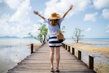 A woman relaxing on the beach