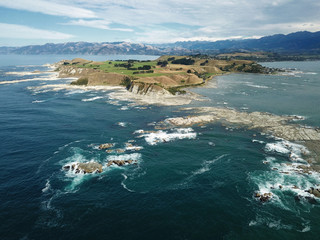 Aerial view Kaikoura Peninsula & coast, Kaikoura, New Zealand