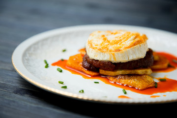 Goat cheese with sobrasada. Tapas spain.