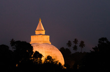 buddhist temple with statue in sri lanka 