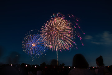 Fototapeta na wymiar Beautiful firework display festival in Itabashi, Tokyo, Japan