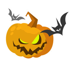 Halloween cartoon scarecrow pumpkin head. Halloween illustration