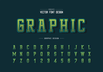 Halftone hexagon font and alphabet vector, Digital typeface and number design, Graphic text on background
