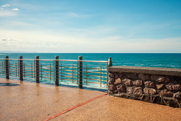 Landscape with promenade and sea. The embankment in San Sebastian, Basque Country, Spain, Europe