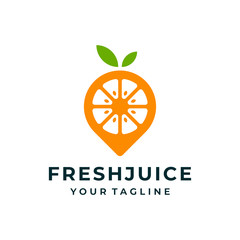 Orange fruit pin logo and icon design vector.