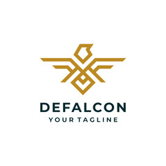 Falcon or eagle logo and icon design vector.