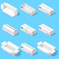 Different box vector isometric icons isolated move service or gift container packaging illustration eps 10