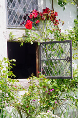 old cottages in an english village with half timbering