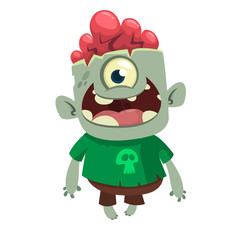 Cartoon scary zombie. Halloween vector illustration