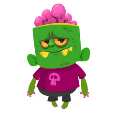 Cartoon scary zombie. Halloween vector illustration